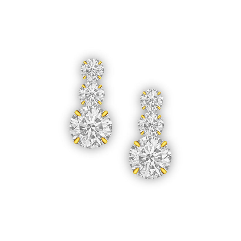 9ct CZ 3 Tier Drop Earrings