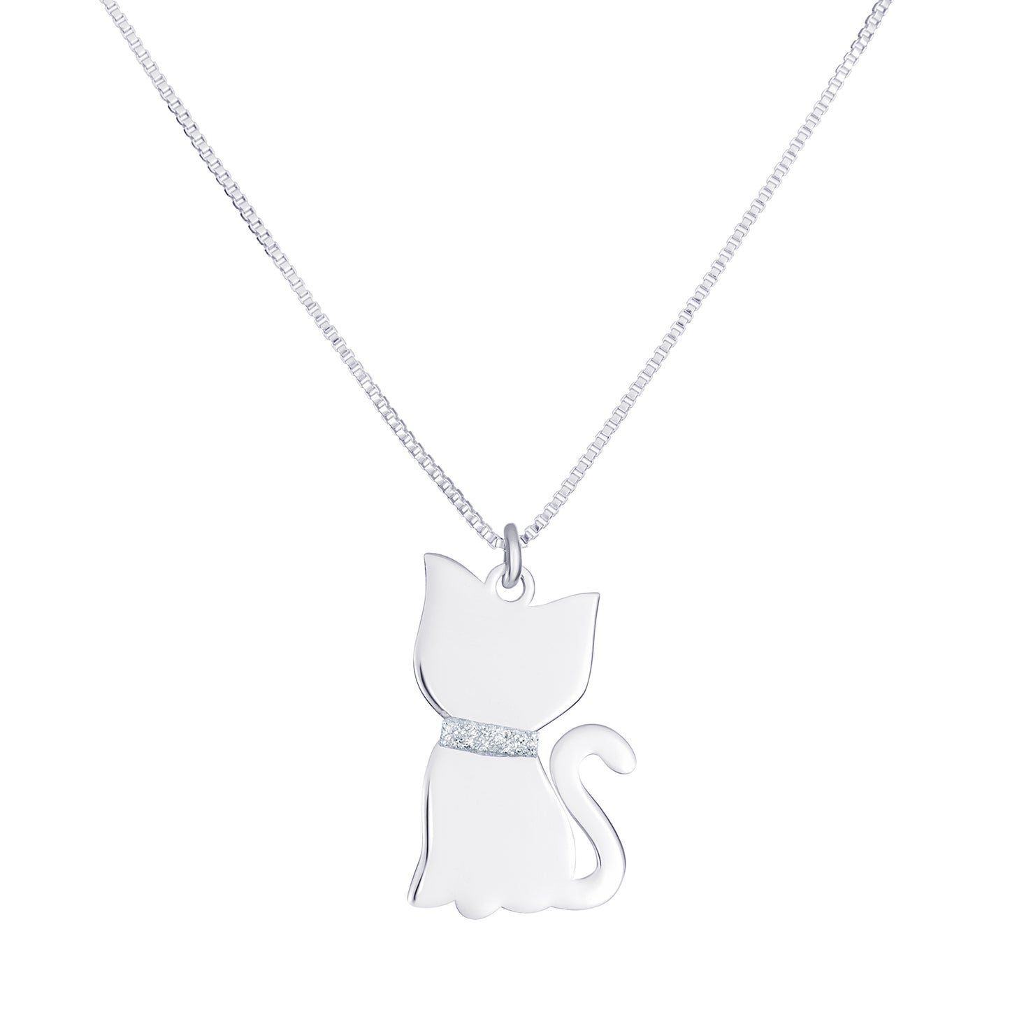 Sterling Silver CZ Cat Pendant
