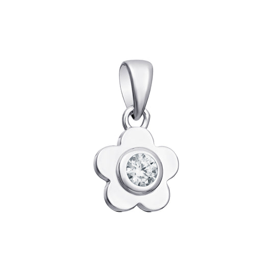 Sterling Silver CZ Flower Pendant