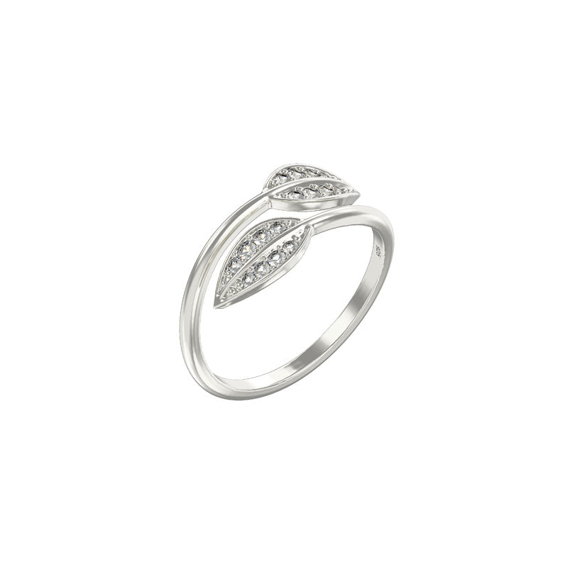 Sterling Silver CZ Leaf Expandable Ring