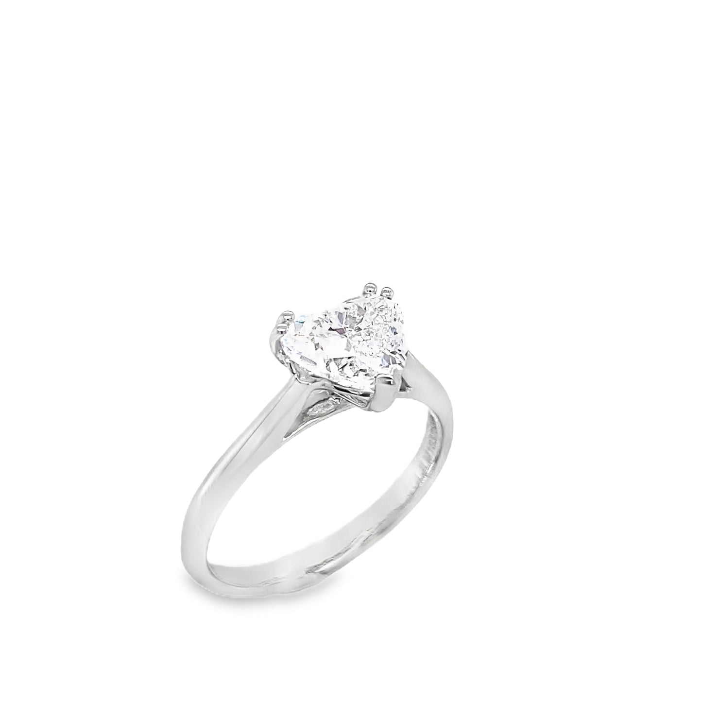 Platinum Heart Cut Solitaire Cultured Diamond Ring 1.50ct