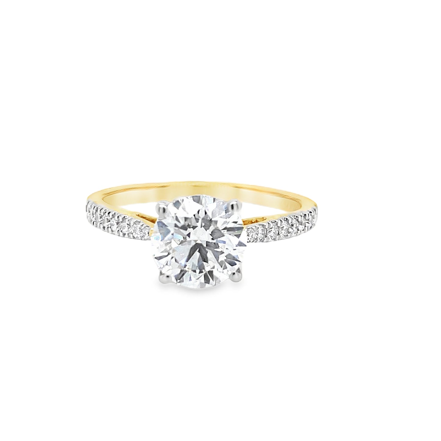 18ct Round Brilliant Solitaire Cultured Diamond Ring with Cultured Diamond Set Shoulders 1.65ct