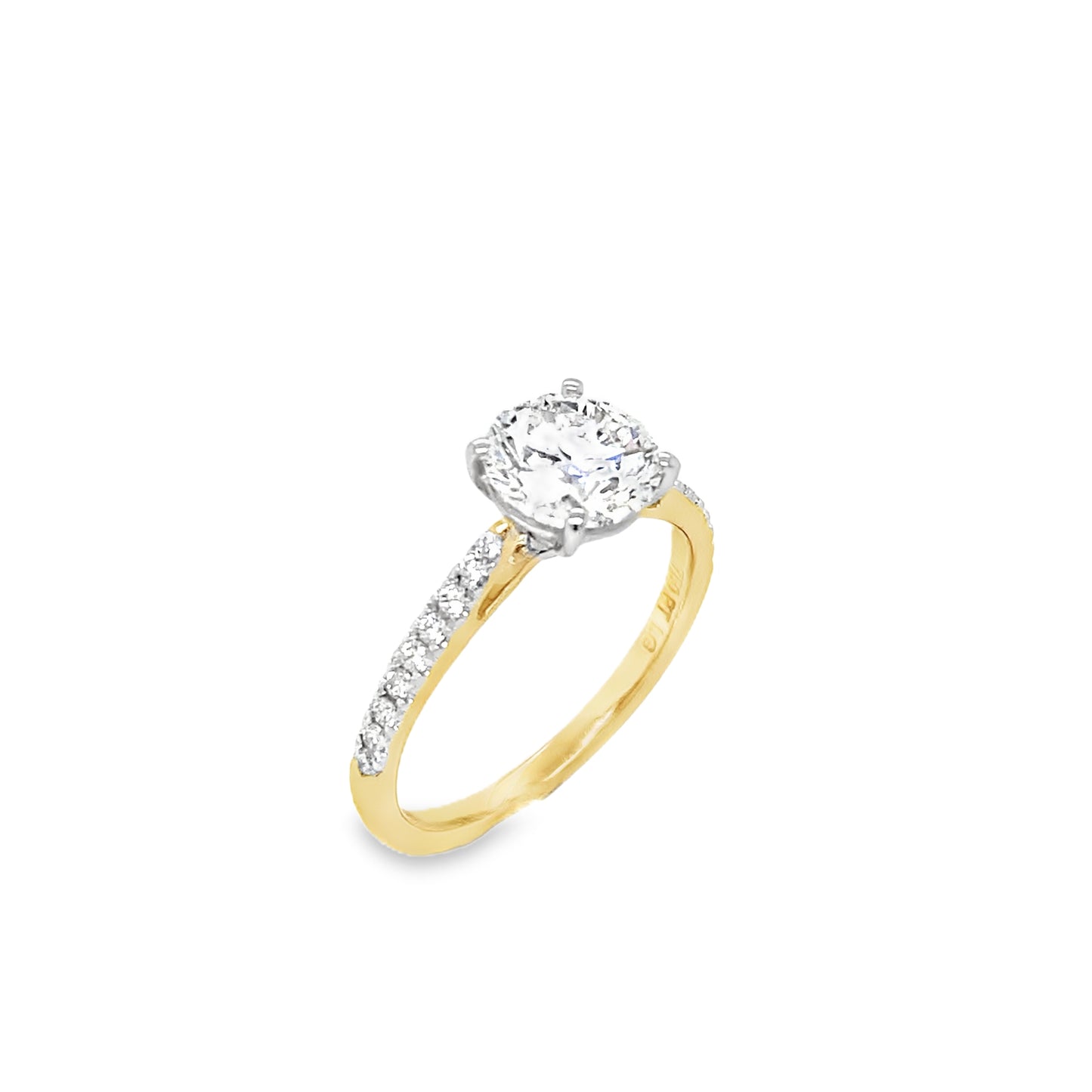 18ct Round Brilliant Solitaire Cultured Diamond Ring with Cultured Diamond Set Shoulders 1.65ct