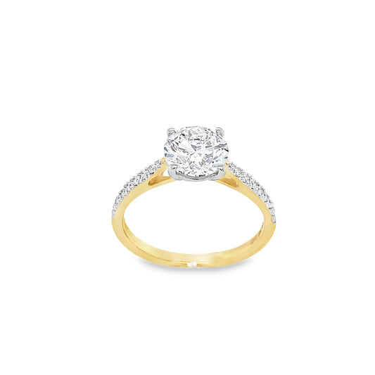 18ct Round Brilliant Solitaire Cultured Diamond Ring with Cultured Diamond Set Shoulders 1.65ct