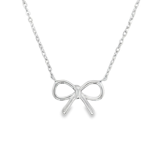 Sterling Silver Polished Bow Necklet