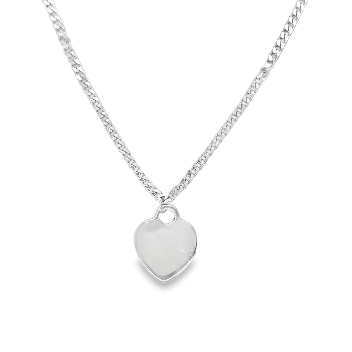 Sterling Silver Heart Curb Necklet