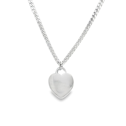 Sterling Silver Heart Curb Necklet