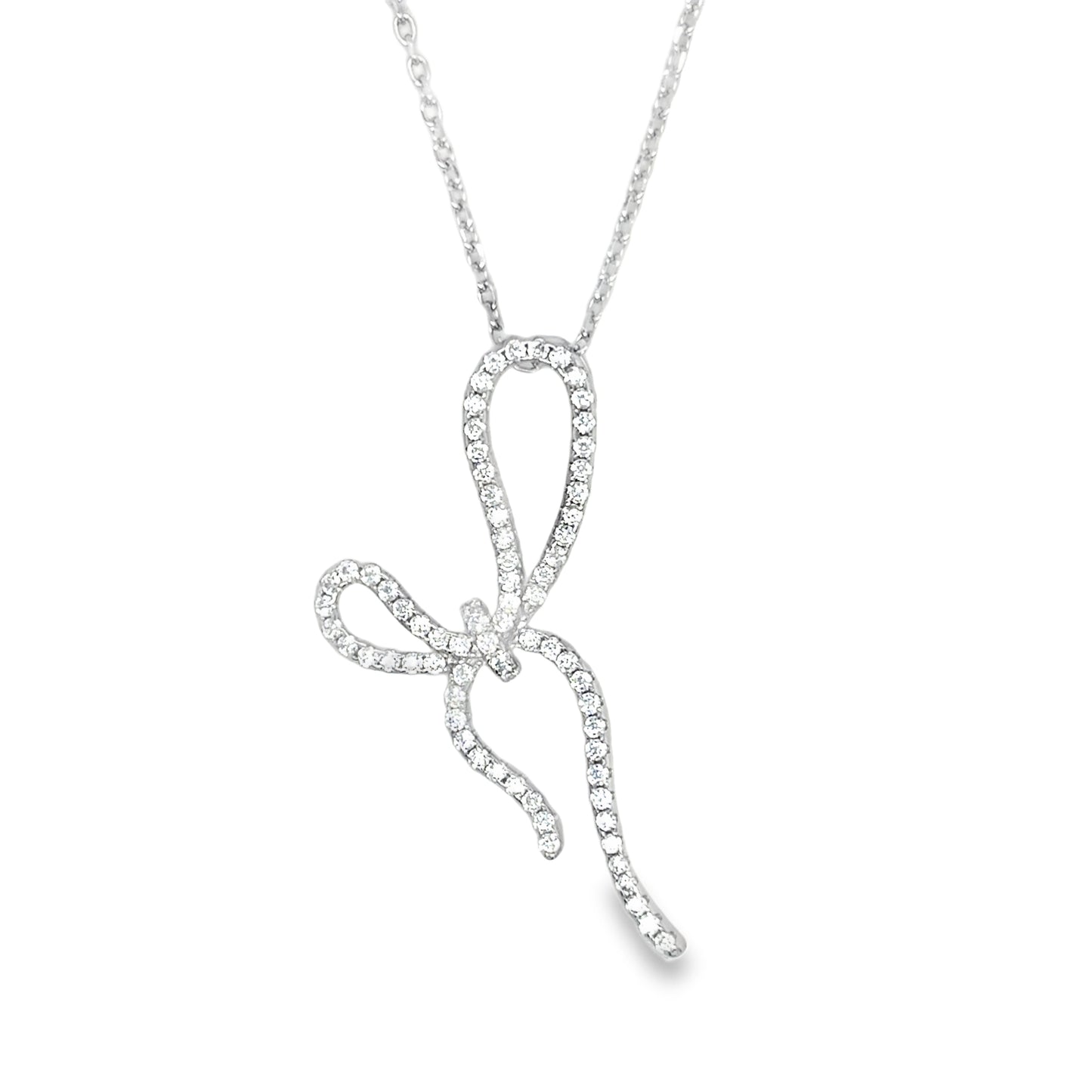 Sterling Silver Fancy CZ Bow Necklet