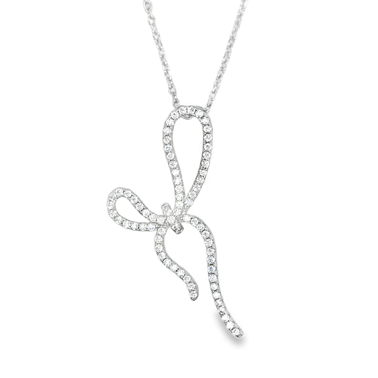Sterling Silver Fancy CZ Bow Necklet