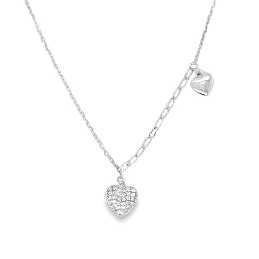 Sterling Silver Heart Paperlink Centre CZ Heart Necklet