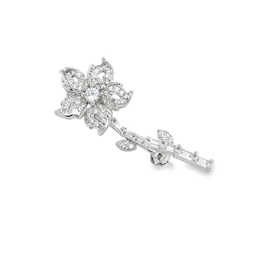 Sterling Silver Fancy CZ Flower Brooch