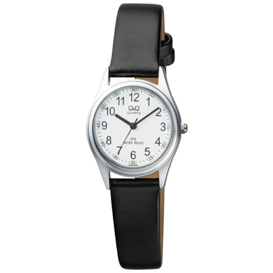 Ladies Q&Q White Dial Black Strap Watch