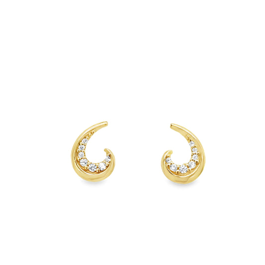 9ct Yellow Gold Wave Swirl Stud Earring