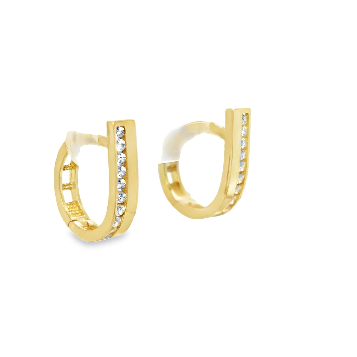 9ct Yellow Gold CZ and Polished Huggy Hoop
