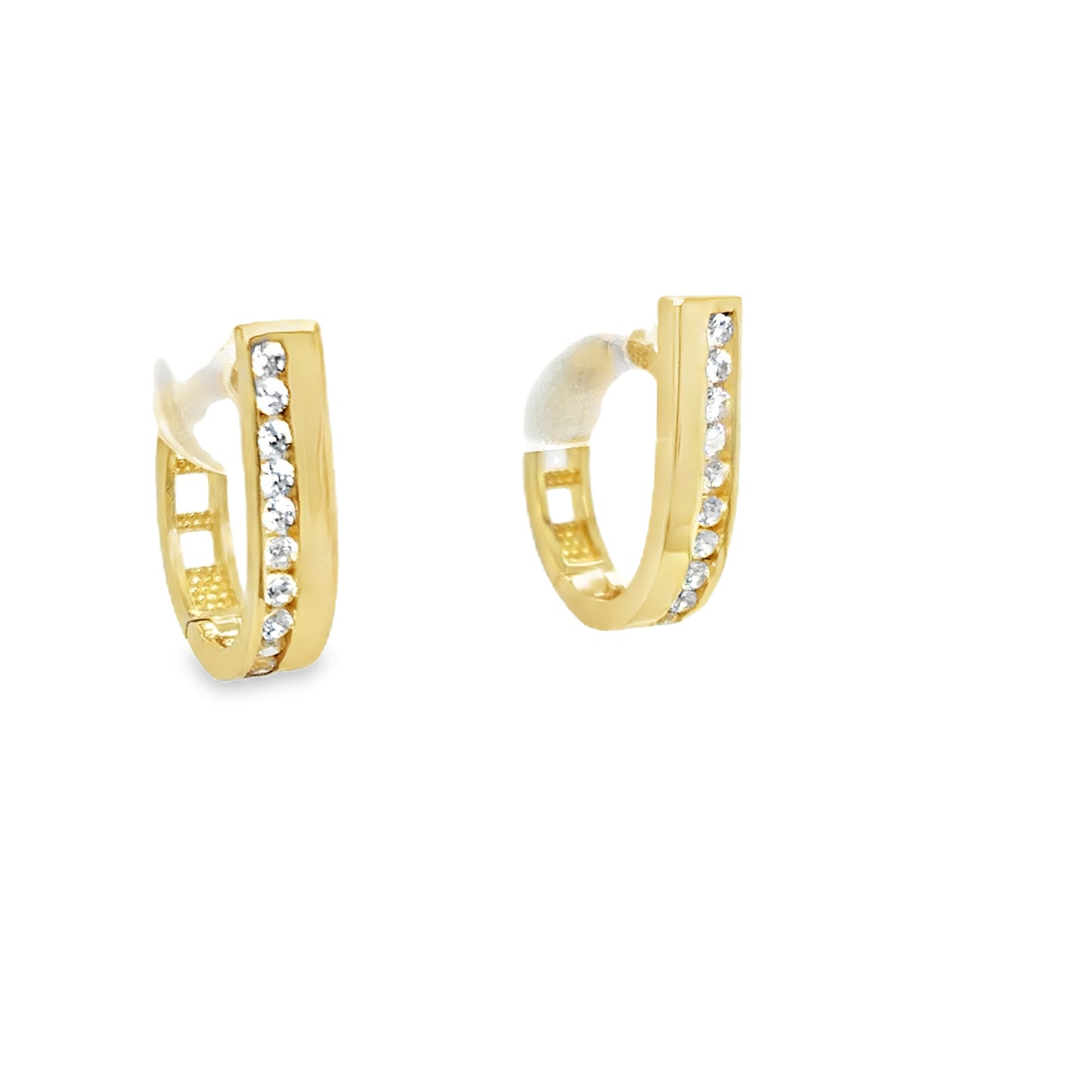 9ct Yellow Gold CZ and Polished Huggy Hoop