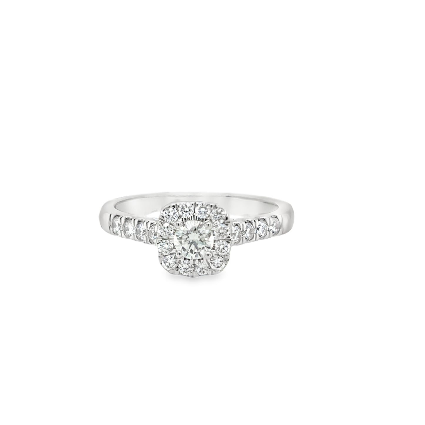 9ct White Gold Square Cluster With Diamond Shoulders .55ct Ring