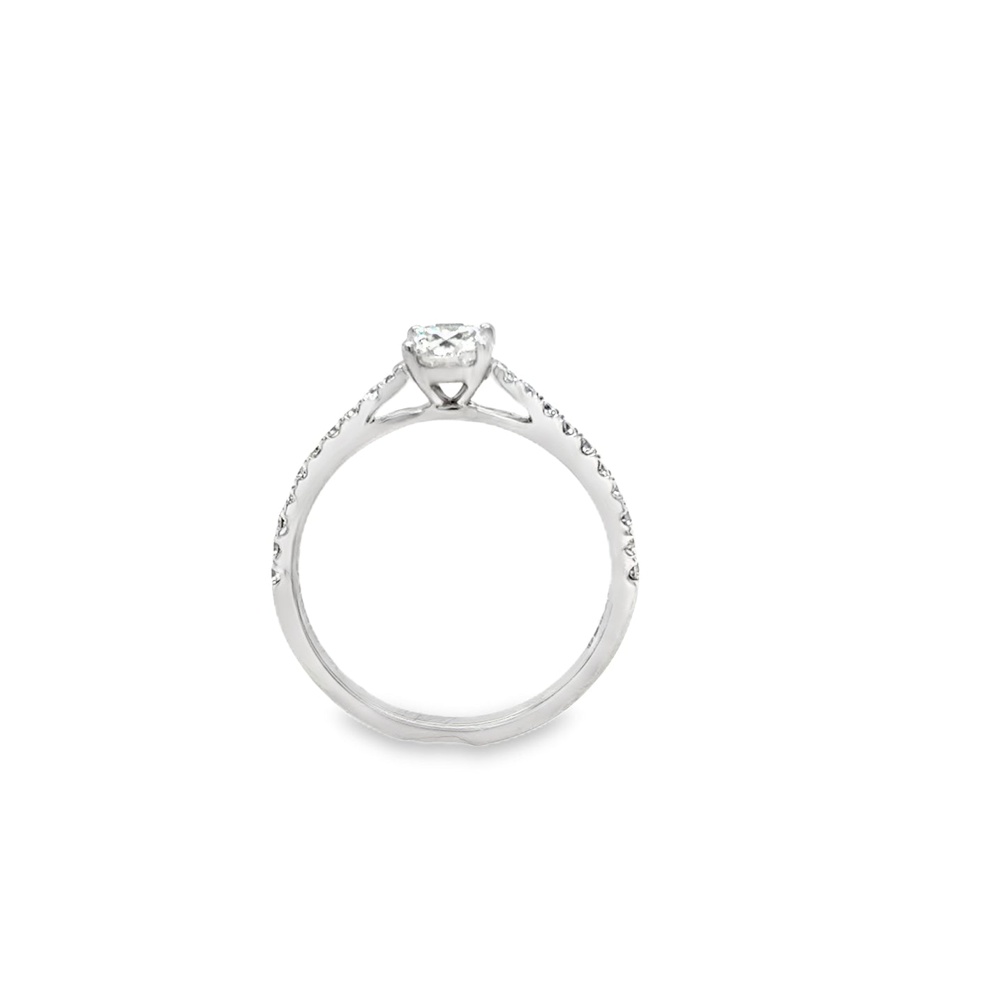 Platinum Solitaire Round Brilliant Diamond Ring with Diamond Set Shoulders .50ct