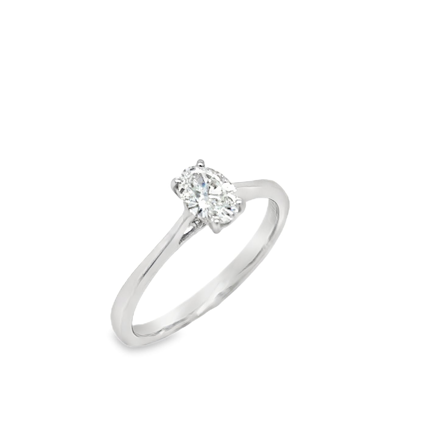 Platinum Oval Solitaire Diamond Ring .48ct