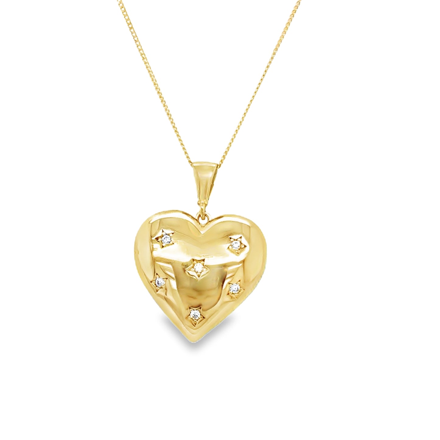9ct yellow Gold Heart Pendant with CZ Star Detail