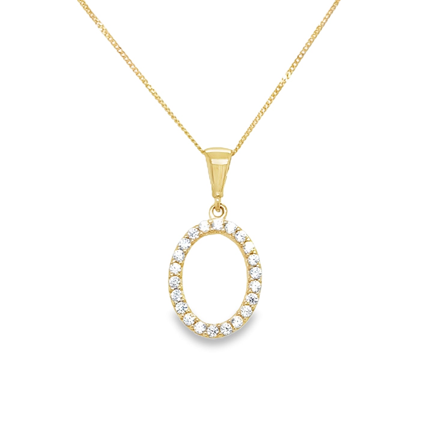 9ct Yellow Gold Open CZ Oval Pendant