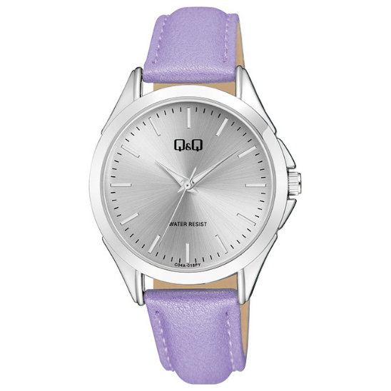 Ladies Q&Q Silver Dial Purple Strap Watch