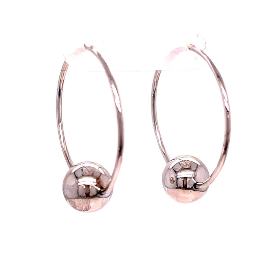 Sterling Silver Hoop Earring With Ball