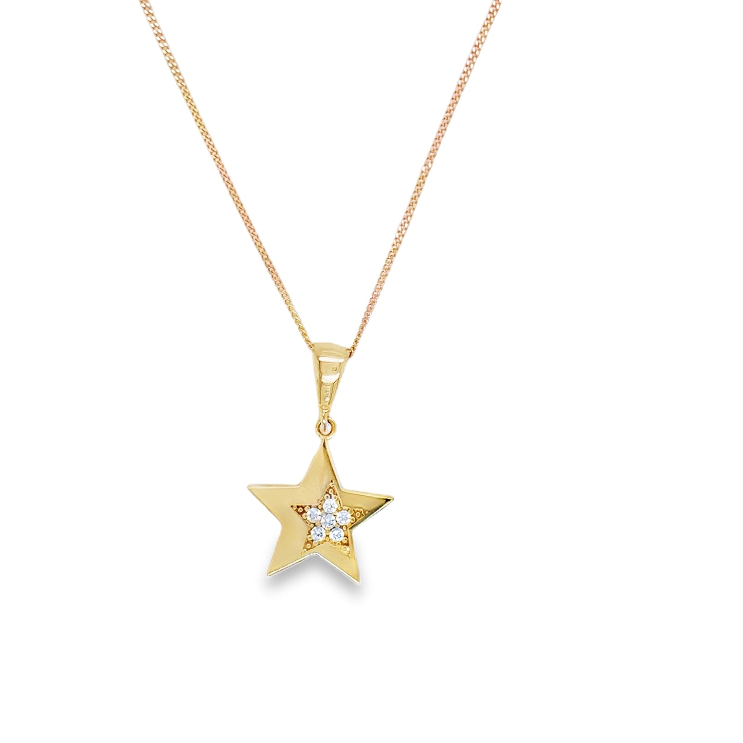 9ct Yellow Gold Star Pendant with CZ Star Centre