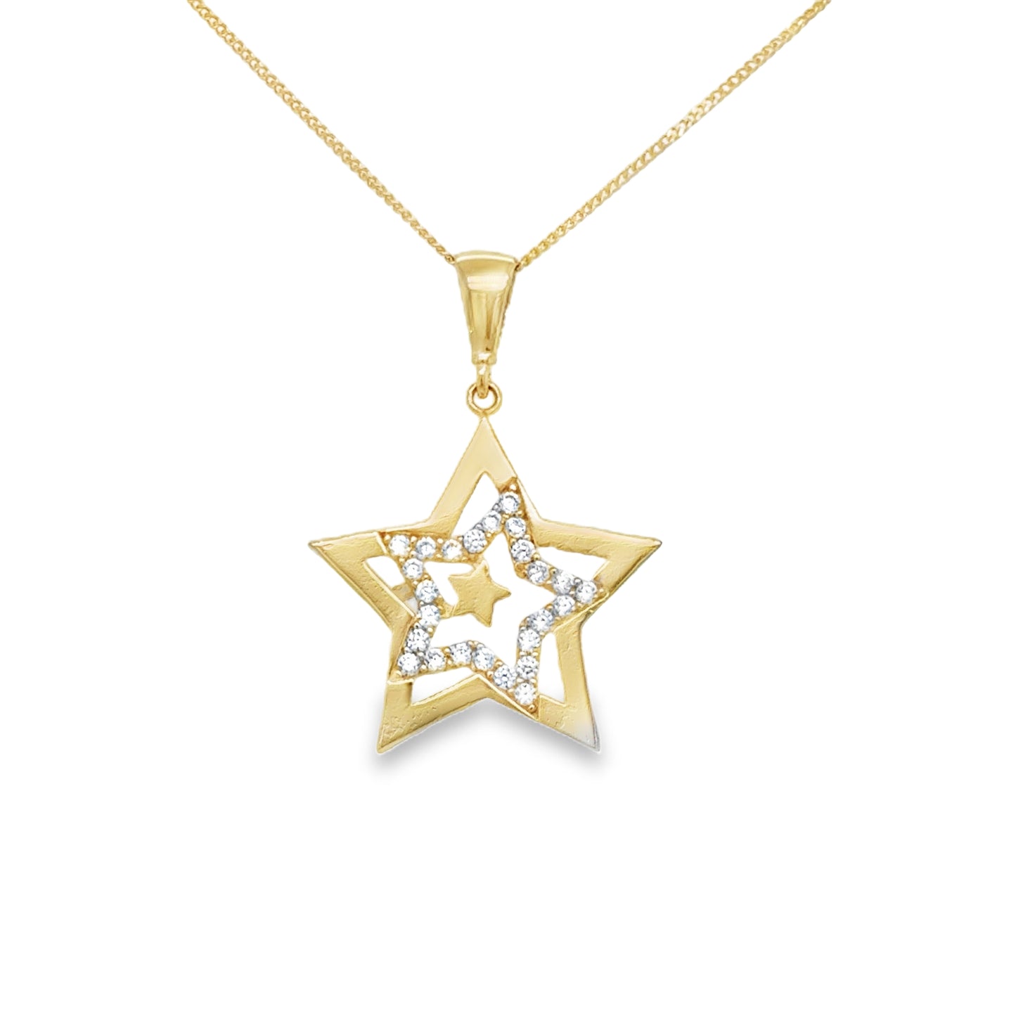 9ct P/dant CZ/Pol Op Triple Star