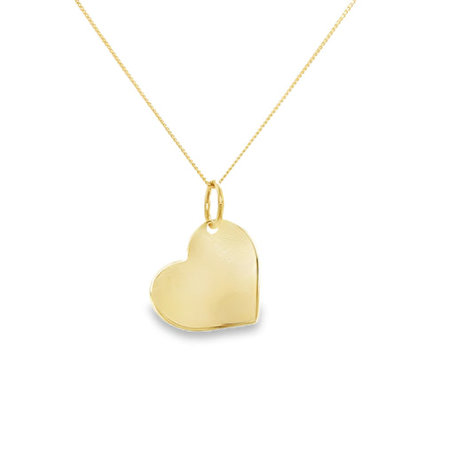 9ct Yellow Gold Plain Heart Pendant