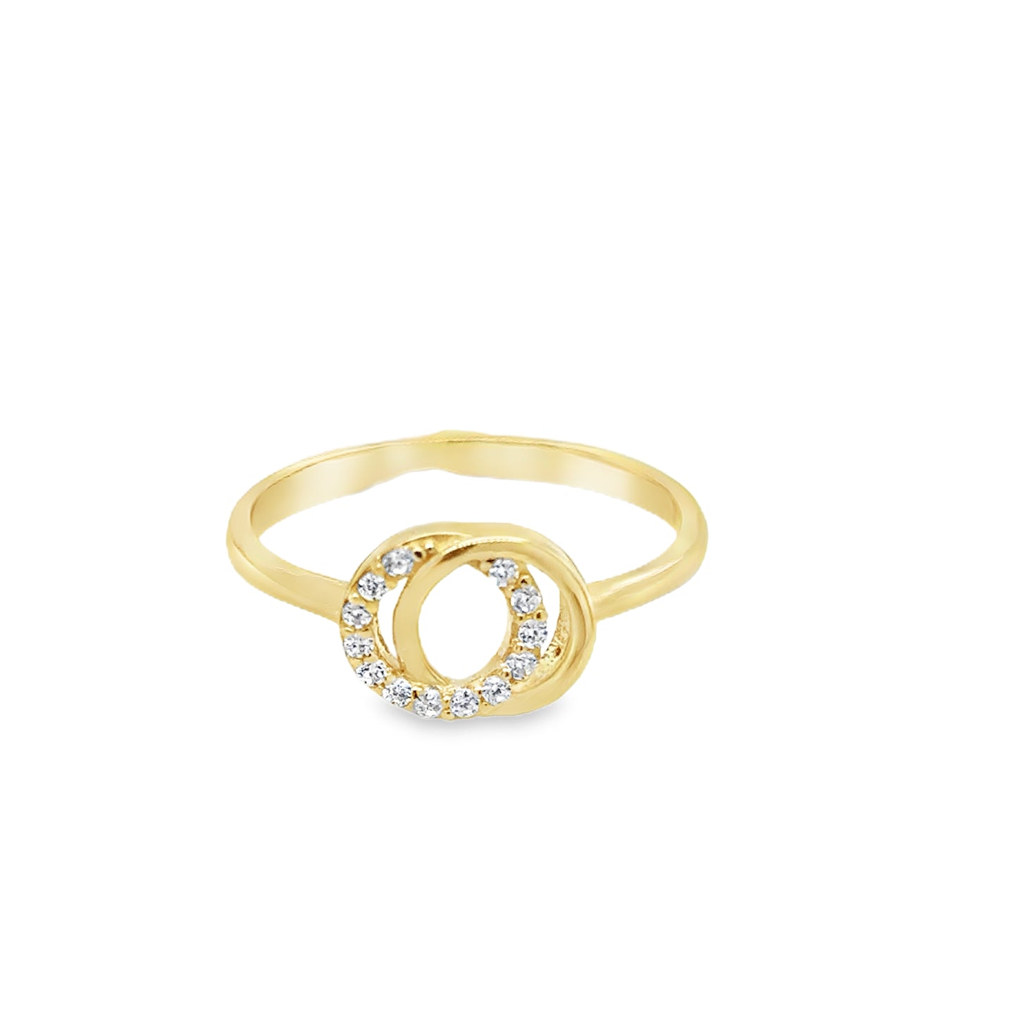 9ct Yellow Gold CZ Set Open Double Circle Ring
