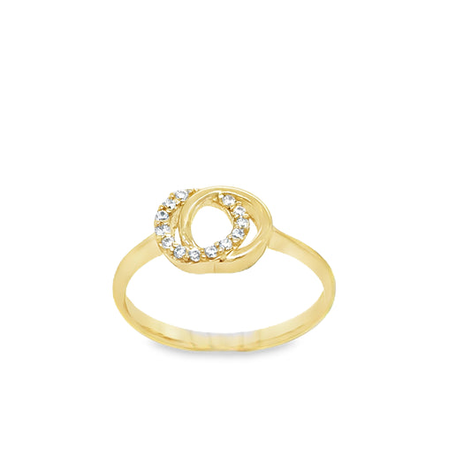 9ct Yellow Gold CZ Set Open Double Circle Ring