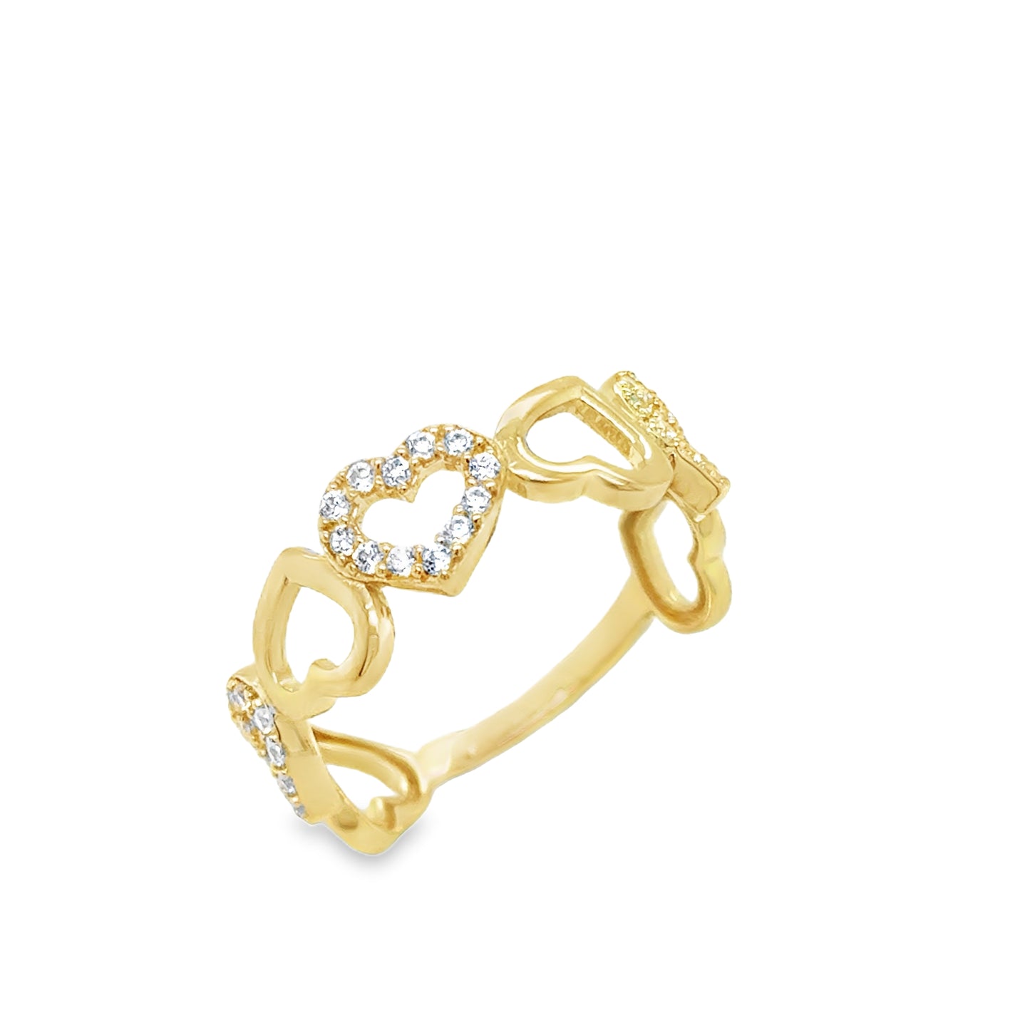 9ct Ring CZ/Pol Op Multi Hrt