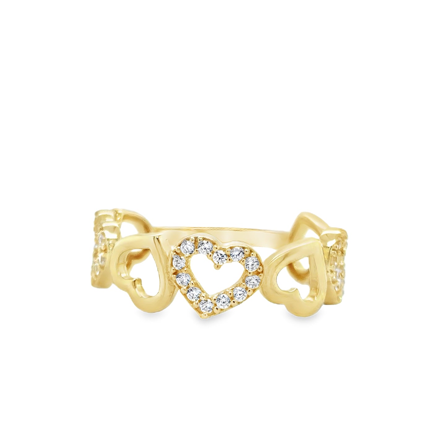9ct Ring CZ/Pol Op Multi Hrt