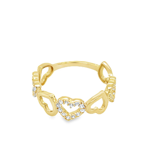 9ct Ring CZ/Pol Op Multi Hrt