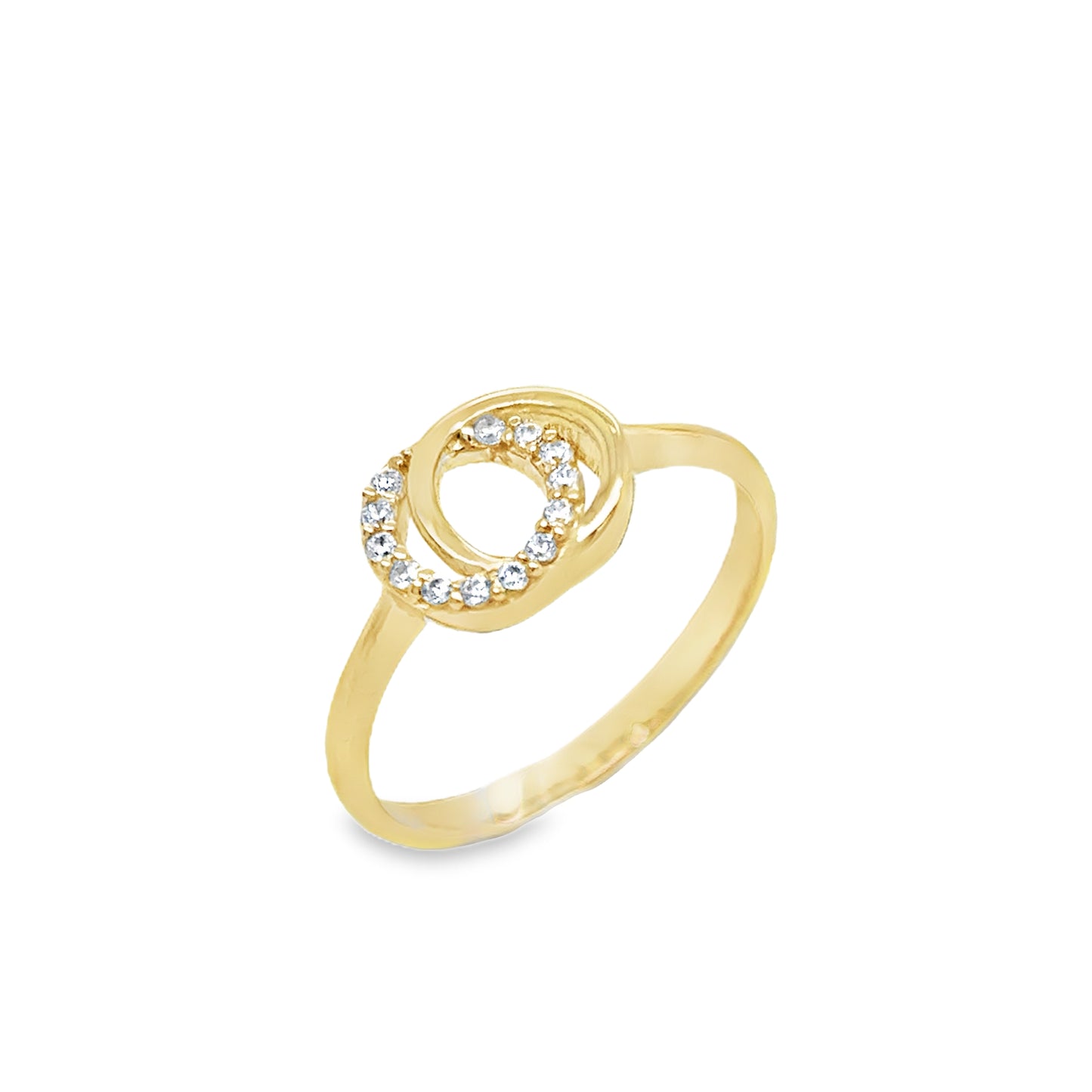 9ct Yellow Gold CZ Set Open Double Circle Ring