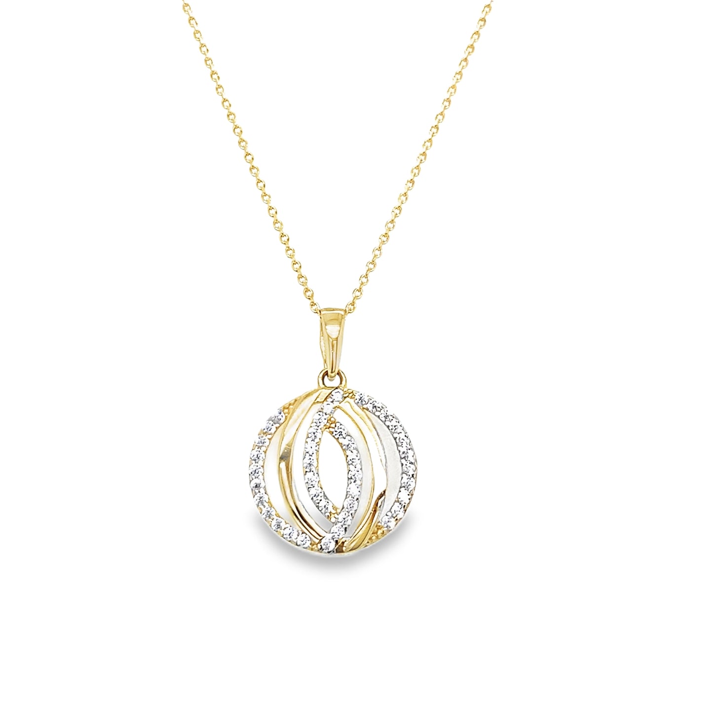 9ct Yellow Gold CZ Crossover Circle Pendant