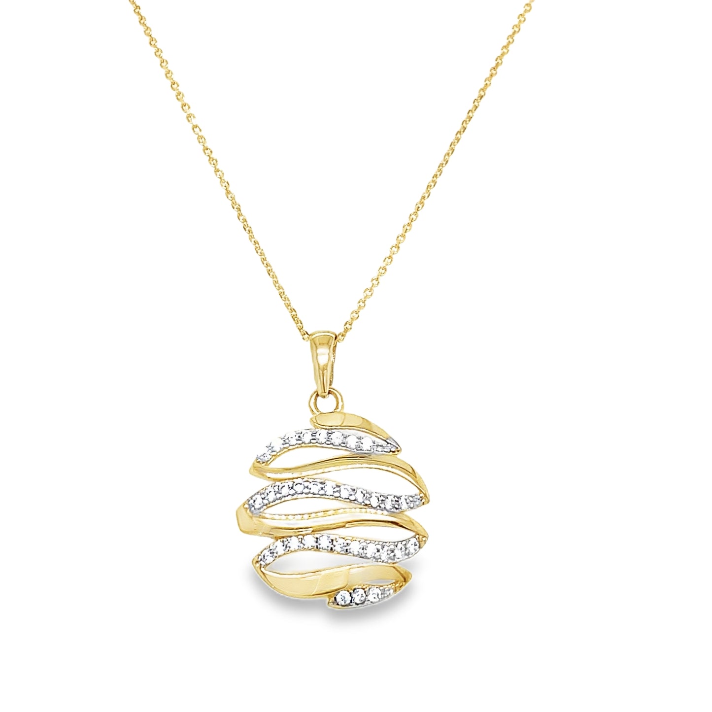 9ct Yellow Gold Fancy CZ Open Round Crossover Pendant