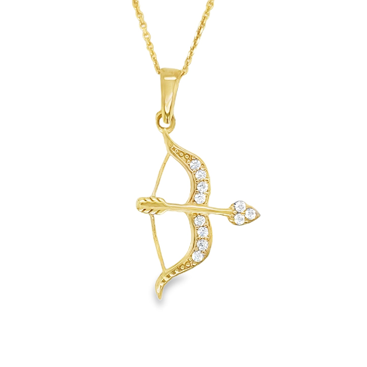 9ct Yellow Gold CZ Set Cupid's Arrow