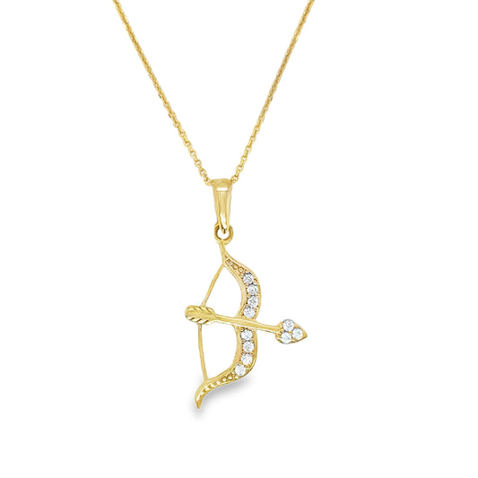 9ct Yellow Gold CZ Set Cupid's Arrow
