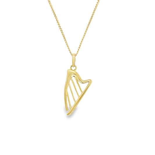 9ct Yellow Gold Open Harp Pendant