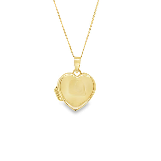 9ct Yellow Gold Plain Heart Locket