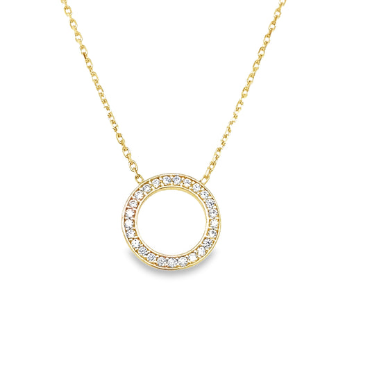 9ct Yellow Gold Channel Set CZ Open Circle Pendant