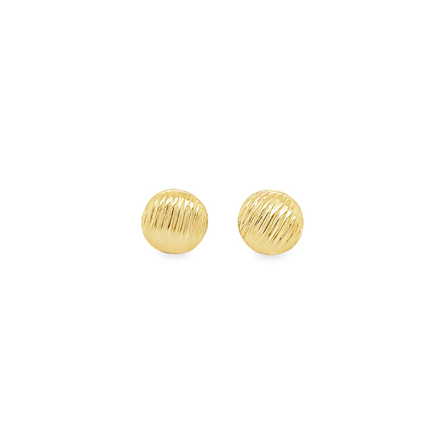 9ct Yellow Gold Ribbed Button Stud Earrings