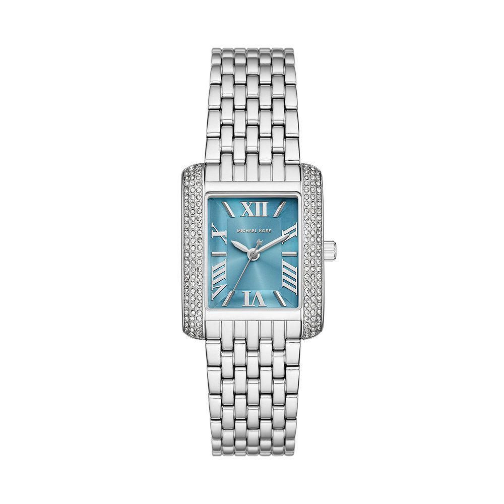 Ladies Stainless Steel Michael Kors Emery Blue Dial CZ Watch