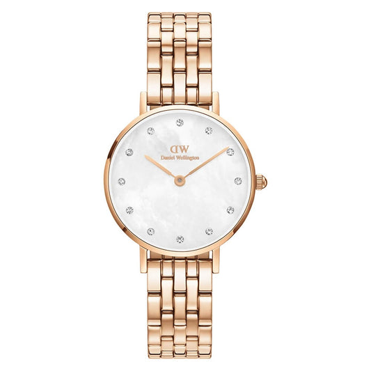 Ladies Daniel Wellington Petite Lumine 5-Lin k Melrose Mother of Pearl and CZ Dial