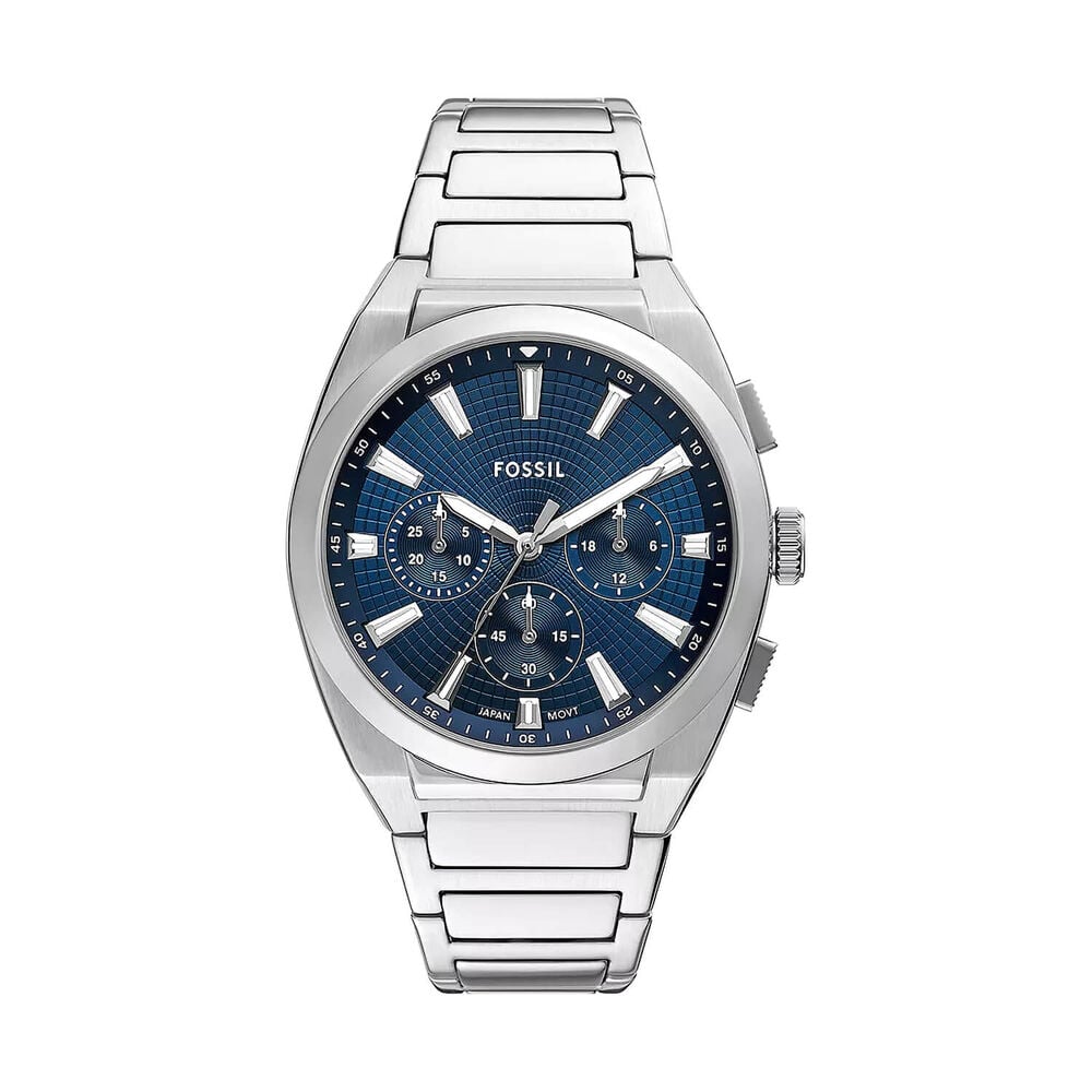 Gents Stainless Steel Fossil Everett Blue Dial Chronograph Watch