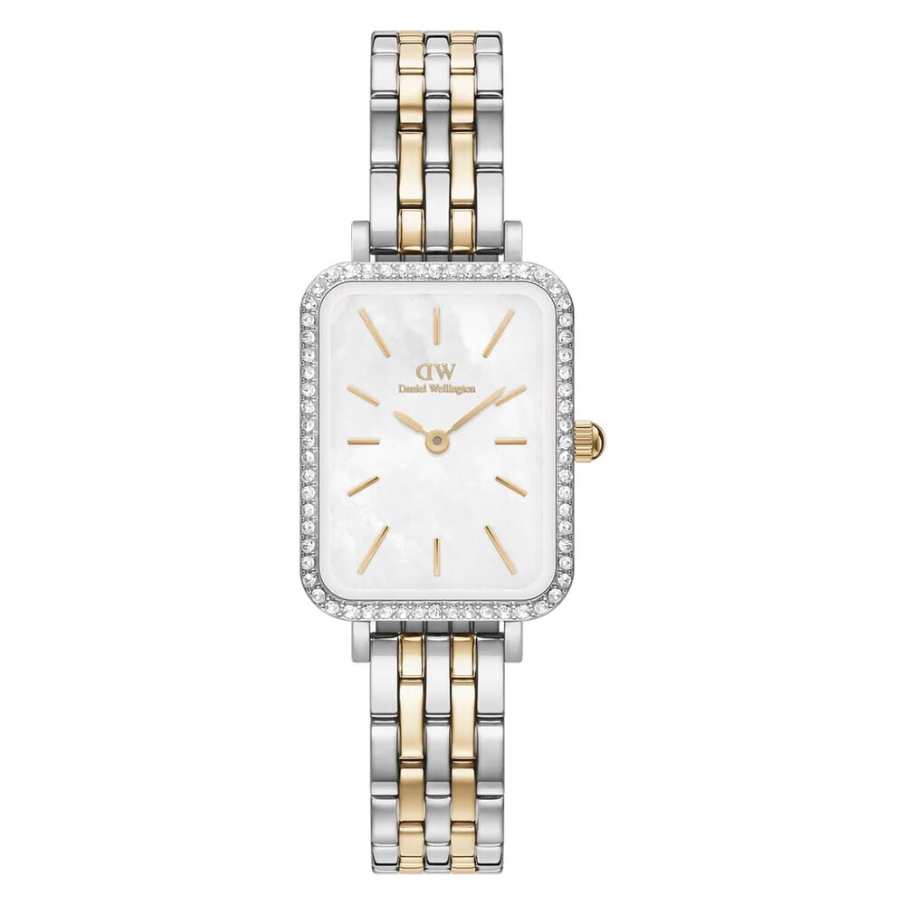 Ladies Daniel Wellington Quadro Lumine Mother of Pearl Dial CZ Bezel