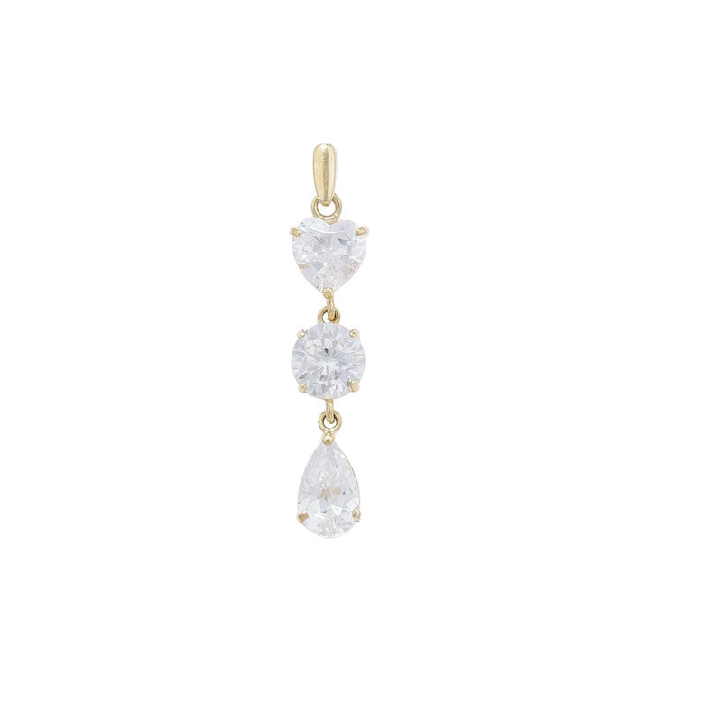 9ct CZ Heart 3 Drop Pendant