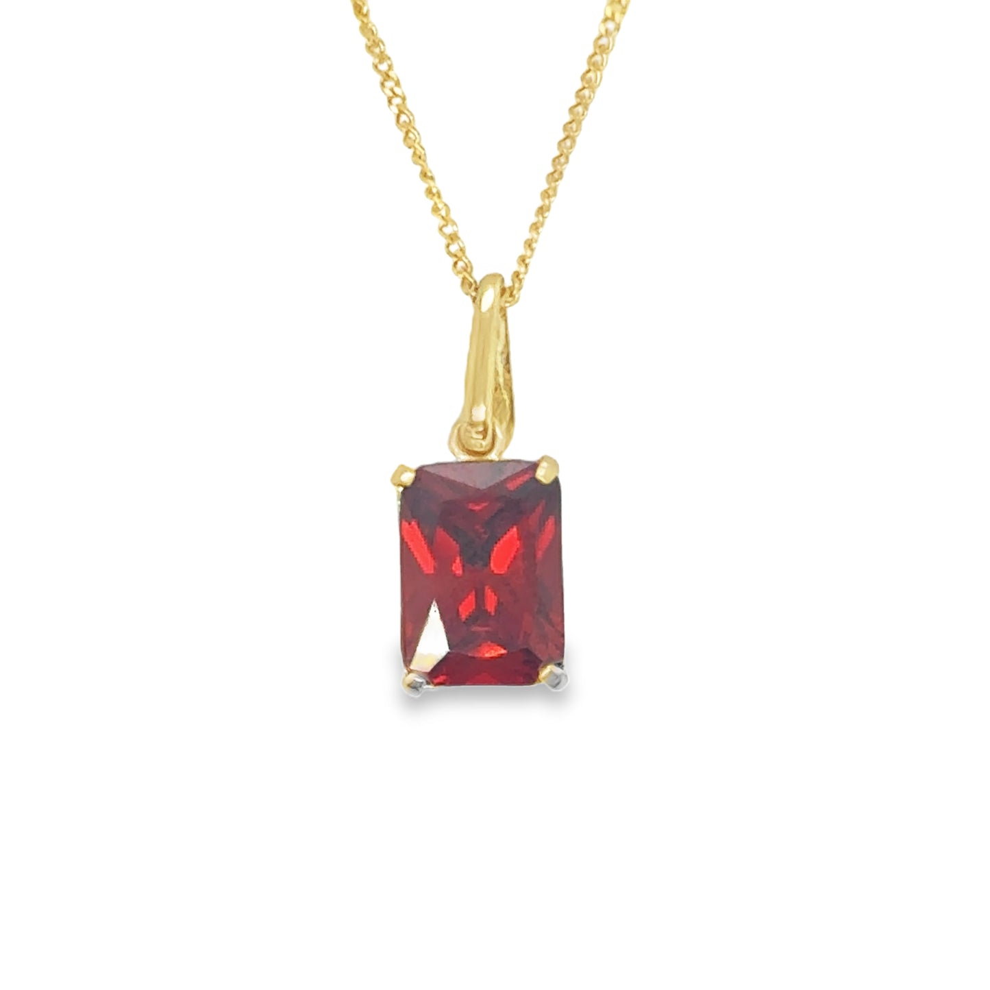 9ct Rectangle Garnet Pendant