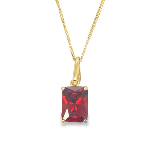 9ct Rectangle Garnet Pendant
